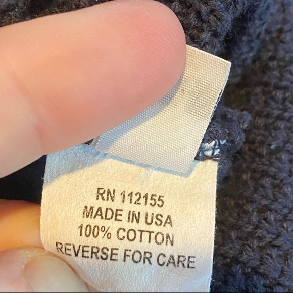 Margaret Winters Navy Tunic Cardigan Sweater  Button Artsy Boho Hooded Medium - Picture 6 of 10